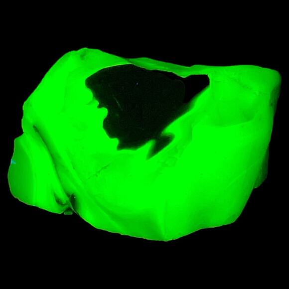 Milk Glass Black Infused Art Glass Cullet Glowing Manganese Slag Glass #4GM181 - Picture 1 of 8